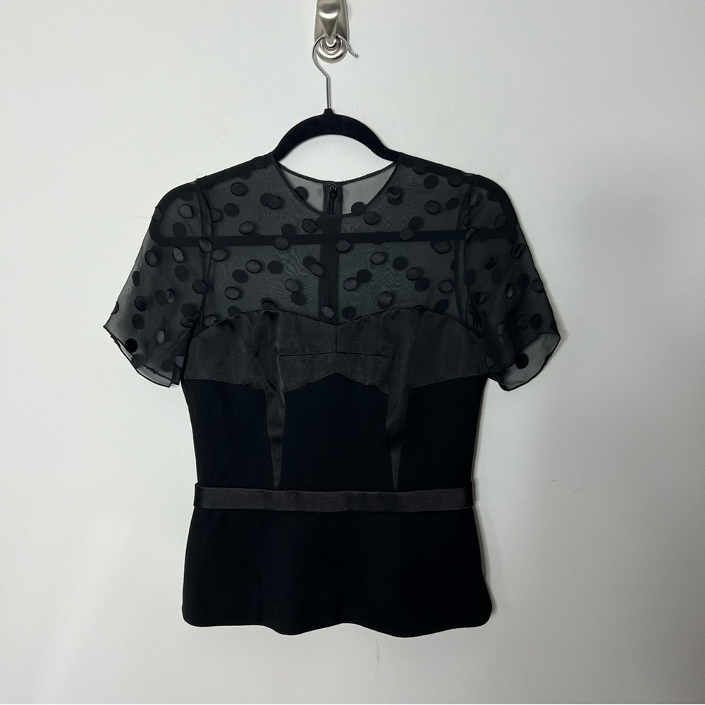 Jason Wu Black Sheer Polka Dot Top